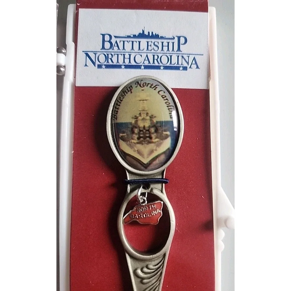 Battleship North Carolina Collectible Souvenir Spoon Silver Tone Genuine Pewter